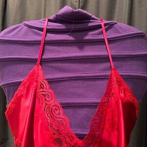 Frederick's of Hollywood - Lace Chemise - Red